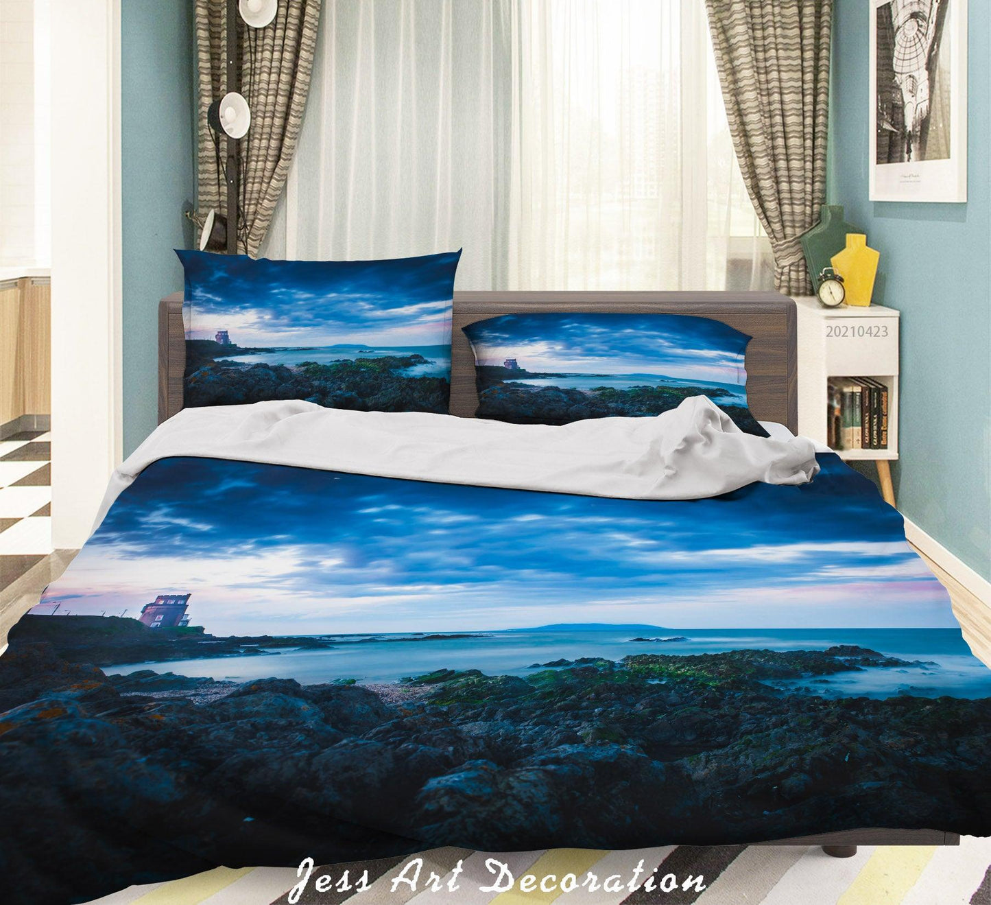 3D Blue Sky Sea Rock Quilt Cover Set Bedding Set Duvet Cover Pillowcases 7