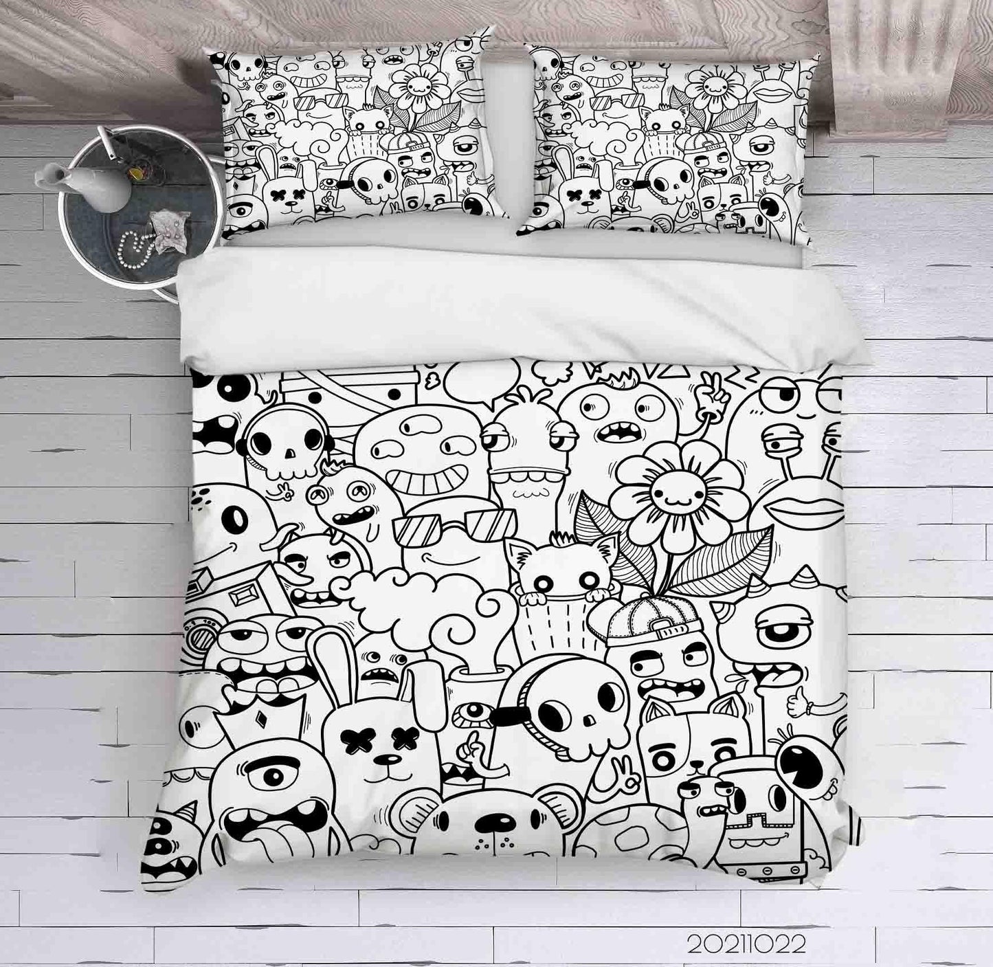 3D Abstract Monster Graffiti Quilt Cover Set Bedding Set Duvet Cover Pillowcases 48