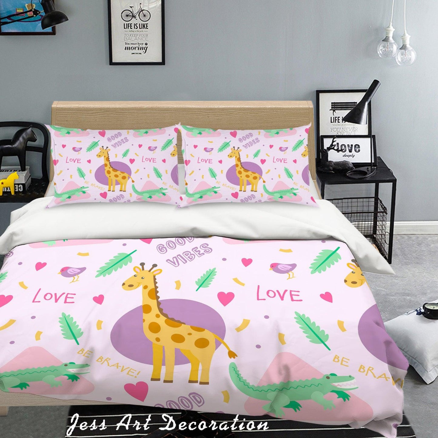 3D Cartoon Animal Pink Quilt Cover Set Bedding Set Pillowcases 10