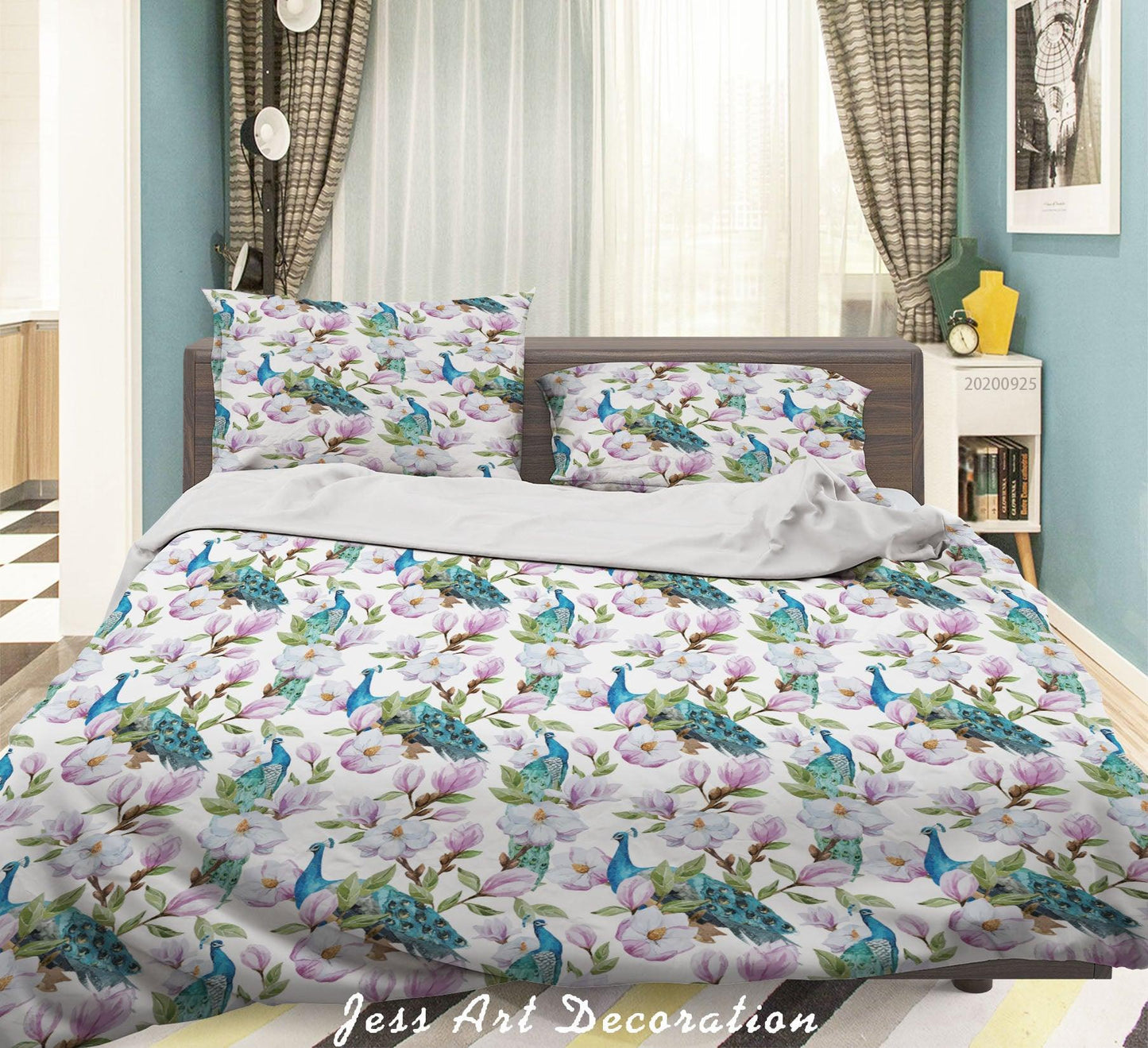 3D Cartoon Animal Peacock Pattern Quilt Cover Set Bedding Set Duvet Cover Pillowcases WJ 6458