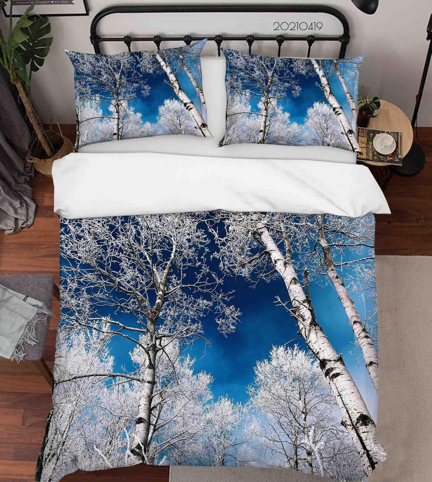 3D Blue Sky Birch Forest Quilt Cover Set Bedding Set Duvet Cover Pillowcases 148