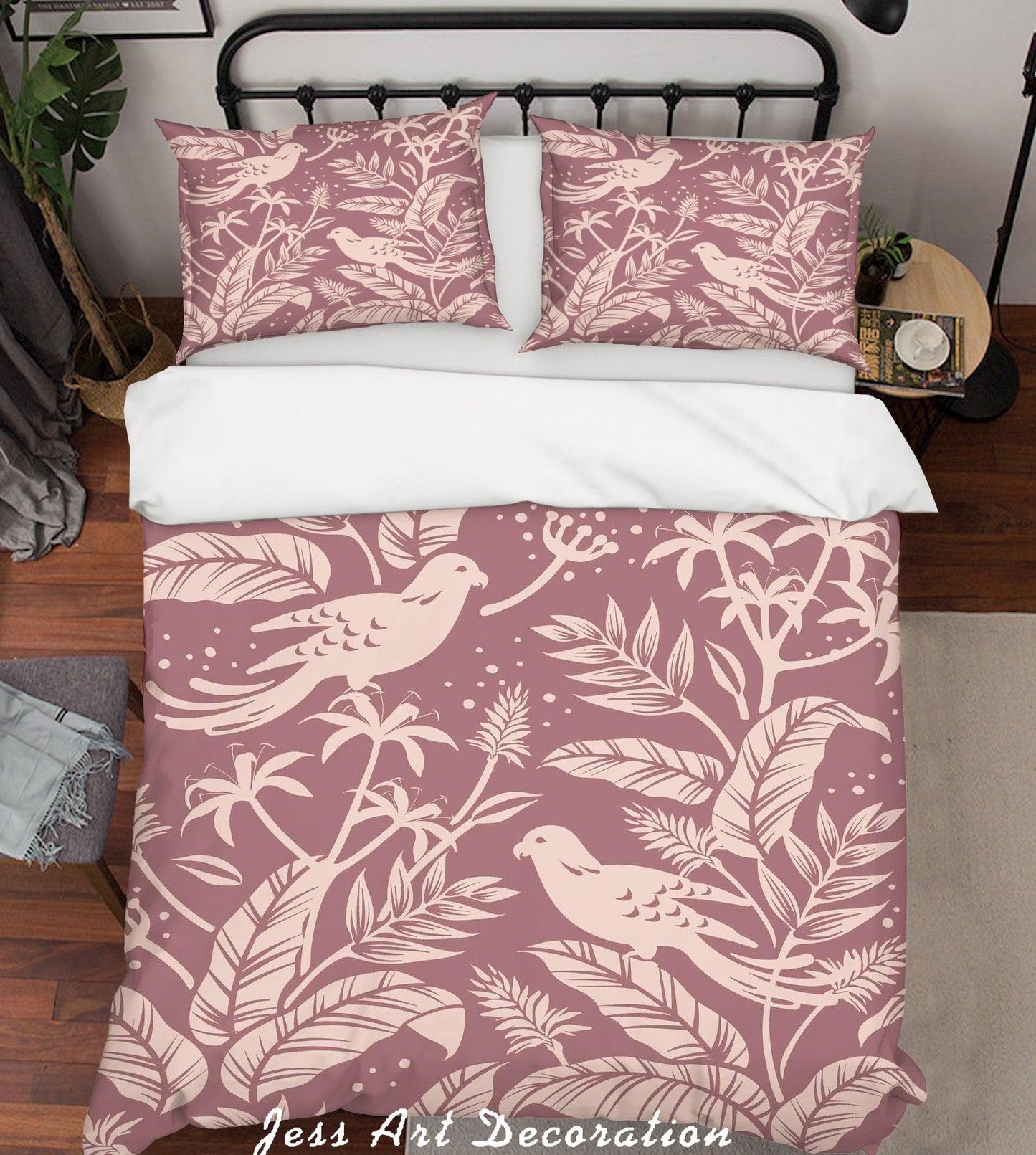 3D Birds Floral Plants Quilt Cover Set Bedding Set Duvet Cover Pillowcases SF95