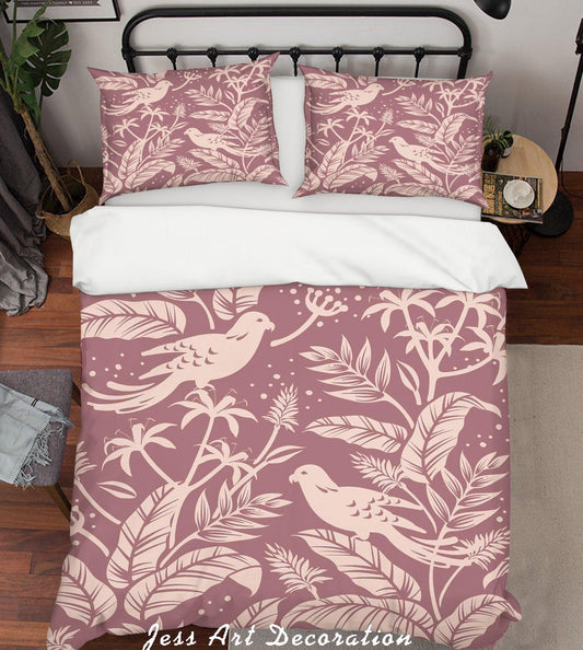 3D Birds Floral Plants Quilt Cover Set Bedding Set Duvet Cover Pillowcases SF95