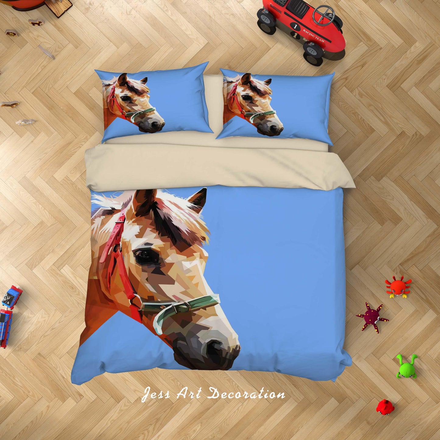 3D Blue Horse Quilt Cover Set Bedding Set Duvet Cover Pillowcases SF13