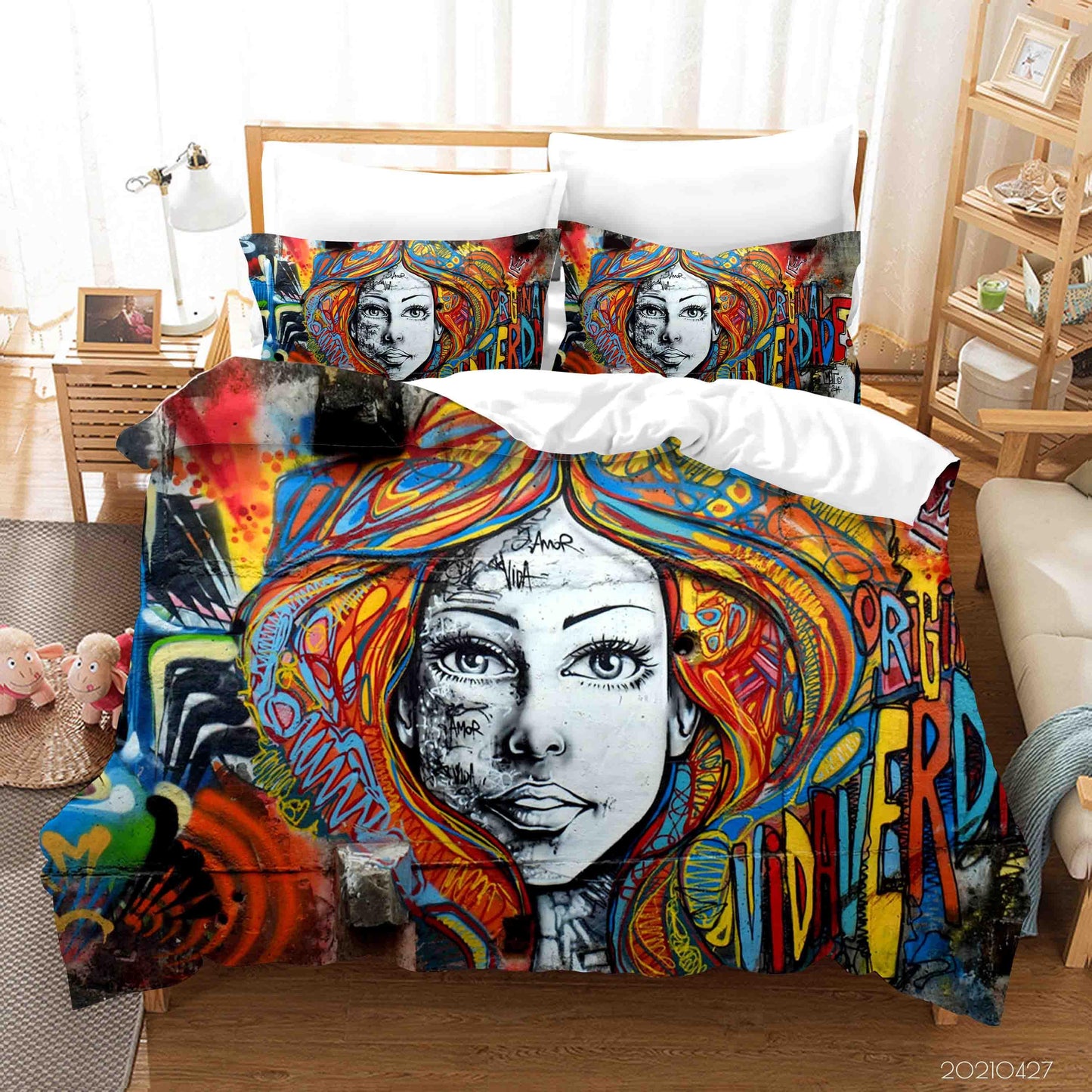 3D Abstract Color Art Graffiti Quilt Cover Set Bedding Set Duvet Cover Pillowcases 69