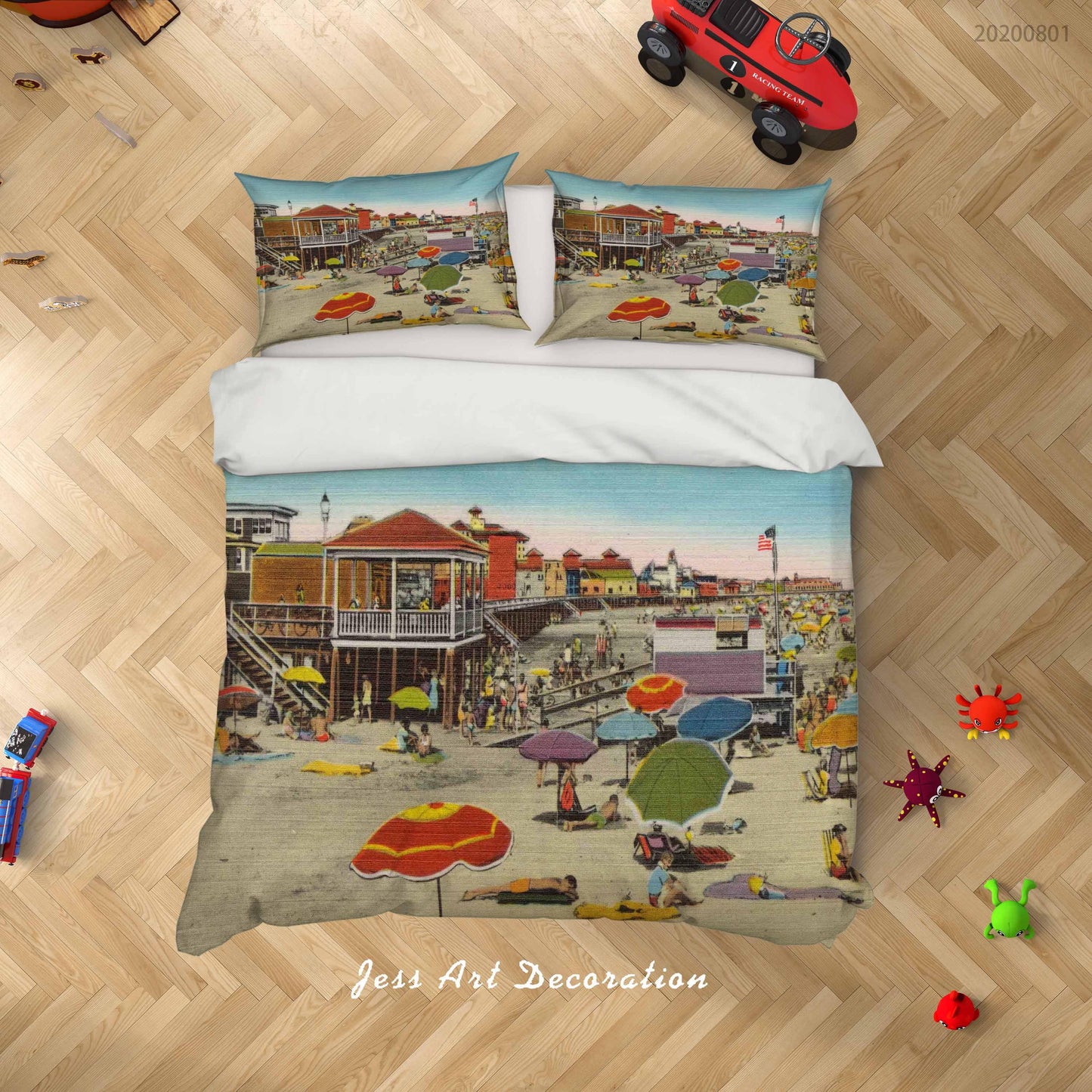3D Cartoon Beach View Quilt Cover Set Bedding Set Duvet Cover Pillowcases LXL 207