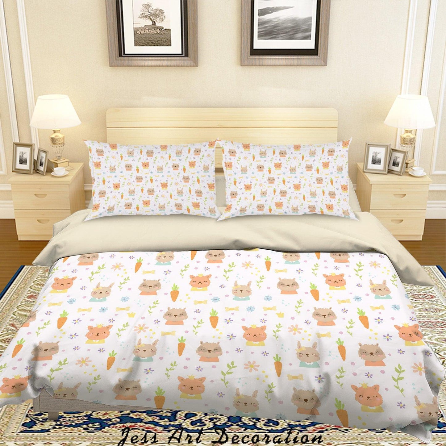 3D Cartoon Rabbit Carrot Quilt Cover Set Bedding Set Duvet Cover Pillowcases A346 LQH