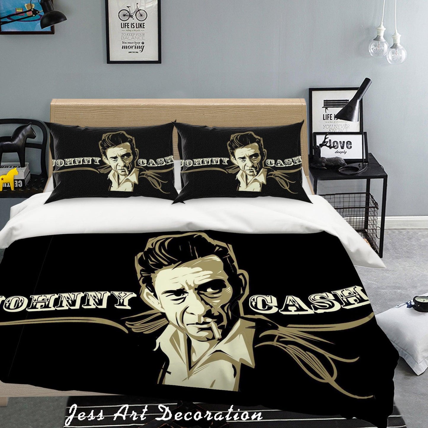 3D Band Star Johnny Cash Quilt Cover Set Bedding Set Pillowcases 77