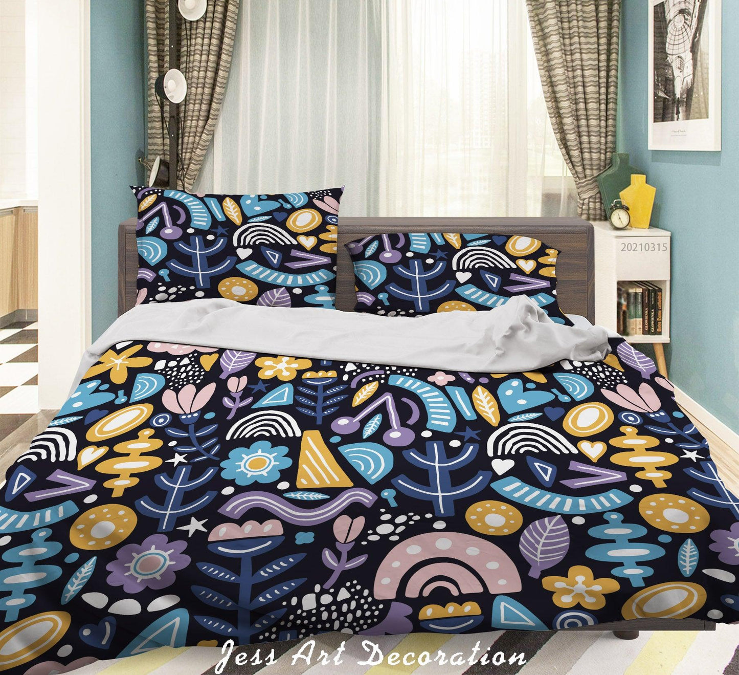 3D Cartoon Color Floral Leaf Quilt Cover Set Bedding Set Duvet Cover Pillowcases 49