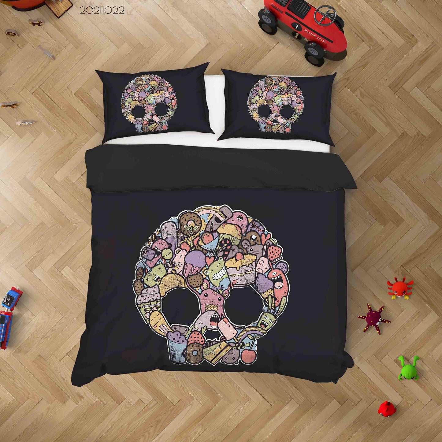 3D Abstract Monster Skull Graffiti Quilt Cover Set Bedding Set Duvet Cover Pillowcases 86