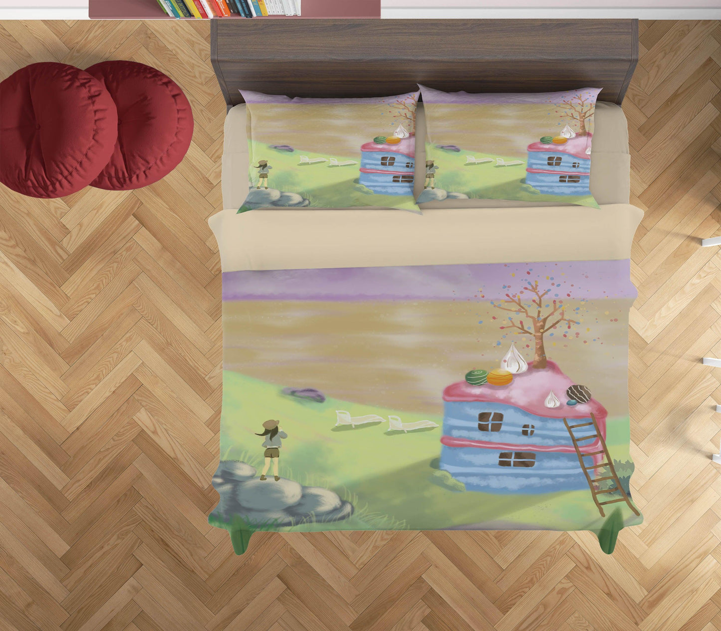 3D Cartoon House Tree Ladder Quilt Cover Set Bedding Set Duvet Cover Pillowcases A563 LQH