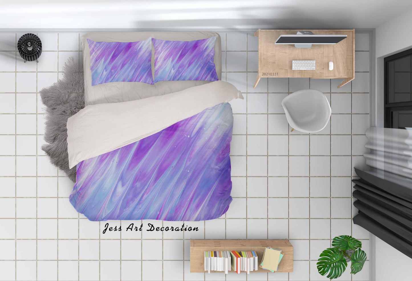 3D Abstract Purple Marble Texture Quilt Cover Set Bedding Set Duvet Cover Pillowcases 271