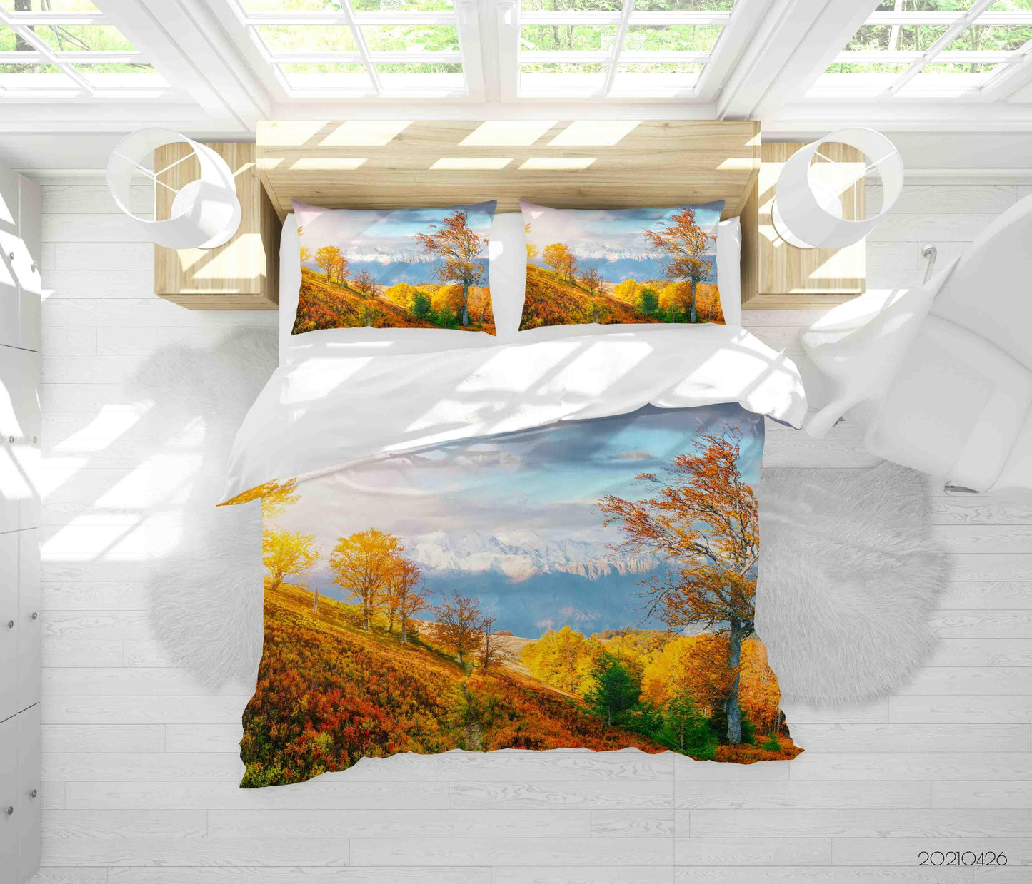 3D Autumn Forest Mountain Landscape Quilt Cover Set Bedding Set Duvet Cover Pillowcases 292
