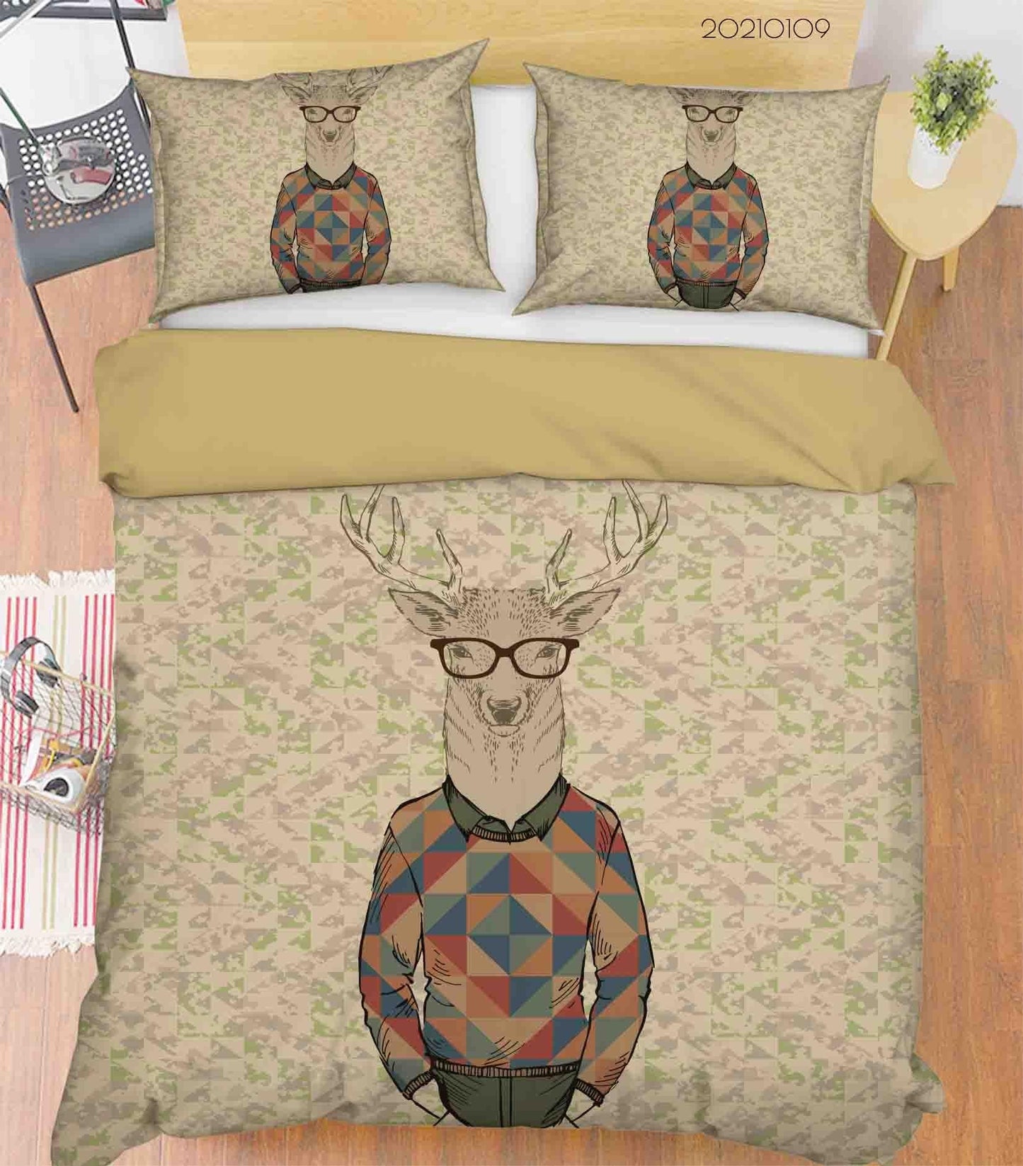 3D Cartoon Animal Elk Quilt Cover Set Bedding Set Duvet Cover Pillowcases 65 LQH