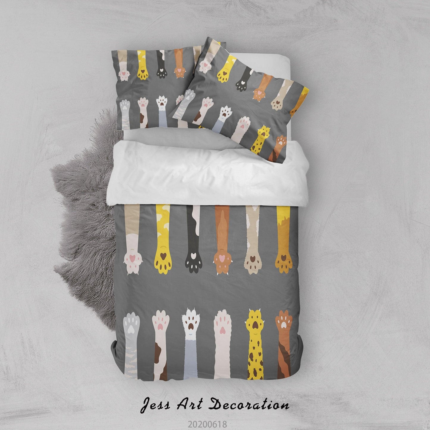 3D Black Animal Paw Quilt Cover Set Bedding Set Duvet Cover Pillowcases SF46