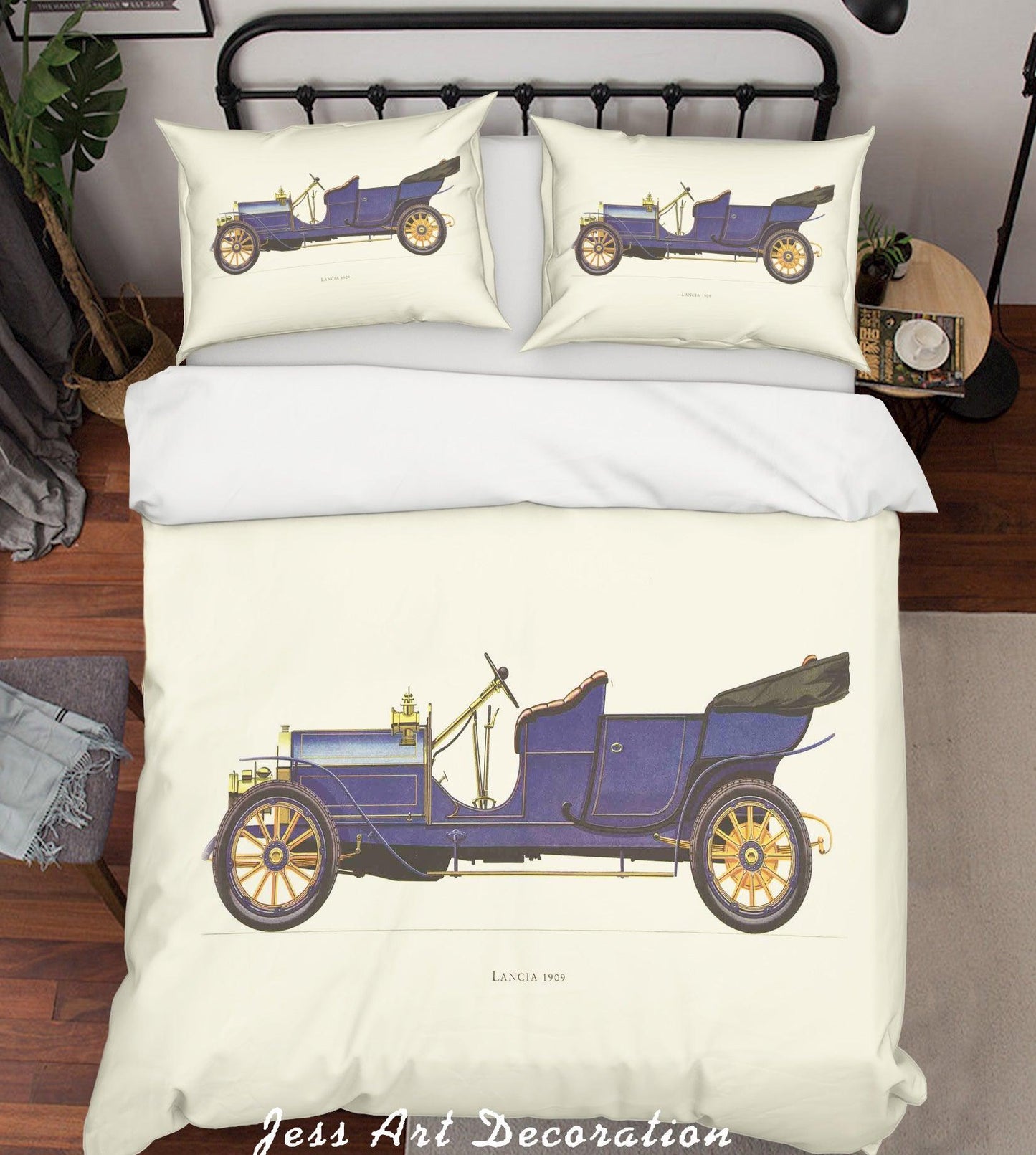 3D Blue Retro Cars Quilt Cover Set Bedding Set Pillowcases 15