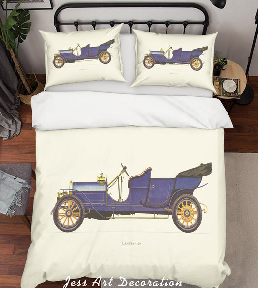 3D Blue Retro Cars Quilt Cover Set Bedding Set Pillowcases 15