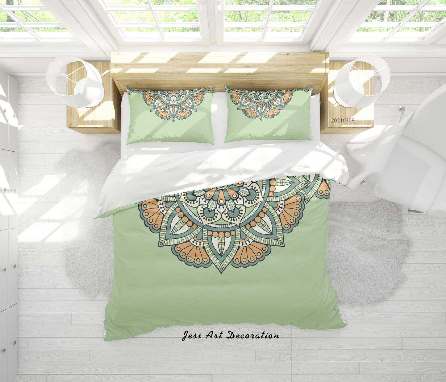 3D Abstract Green Floral Quilt Cover Set Bedding Set Duvet Cover Pillowcases 305