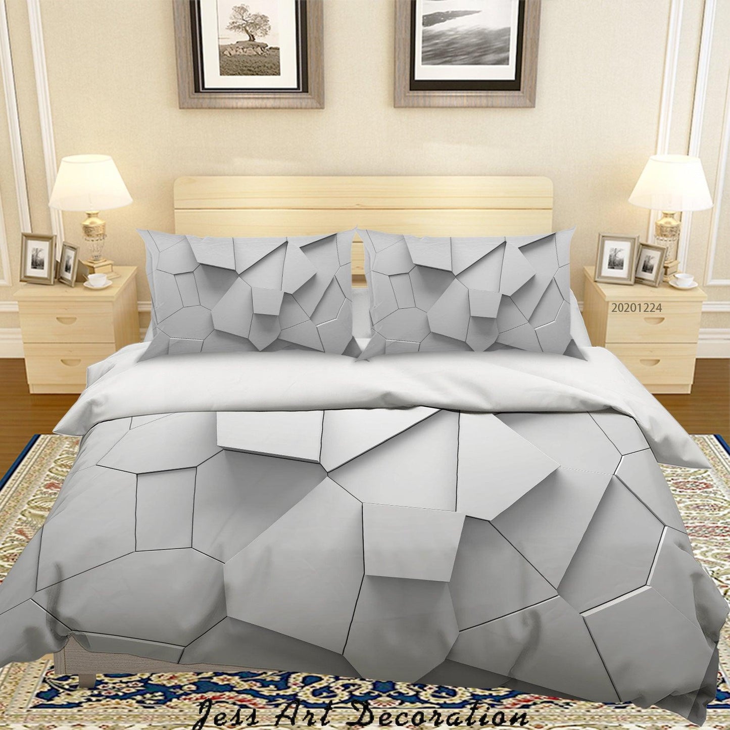 3D Abstract Geometric Pattern Quilt Cover Set Bedding Set Duvet Cover Pillowcases 4 LQH