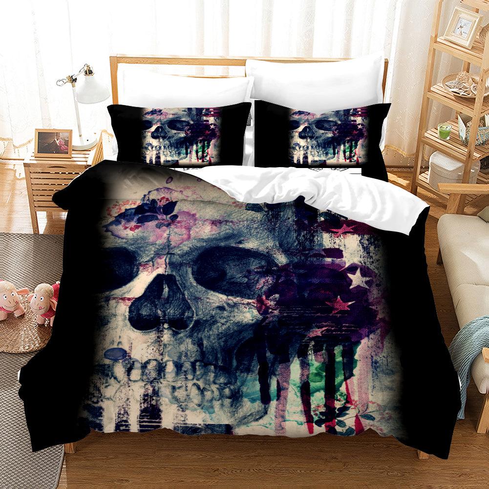 3D Black Skull Quilt Cover Set Bedding Set Pillowcases 136