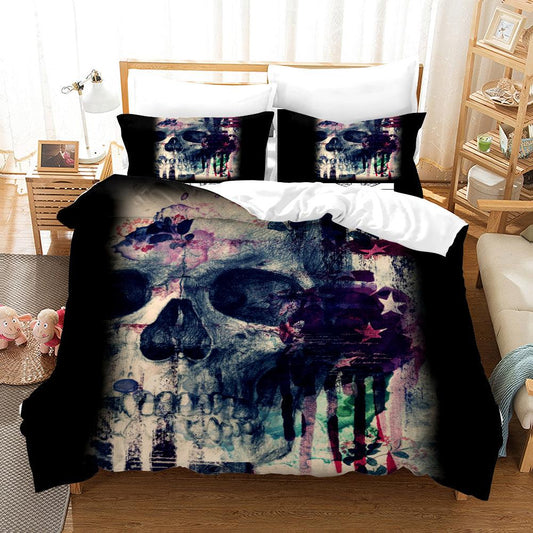 3D Black Skull Quilt Cover Set Bedding Set Pillowcases 136