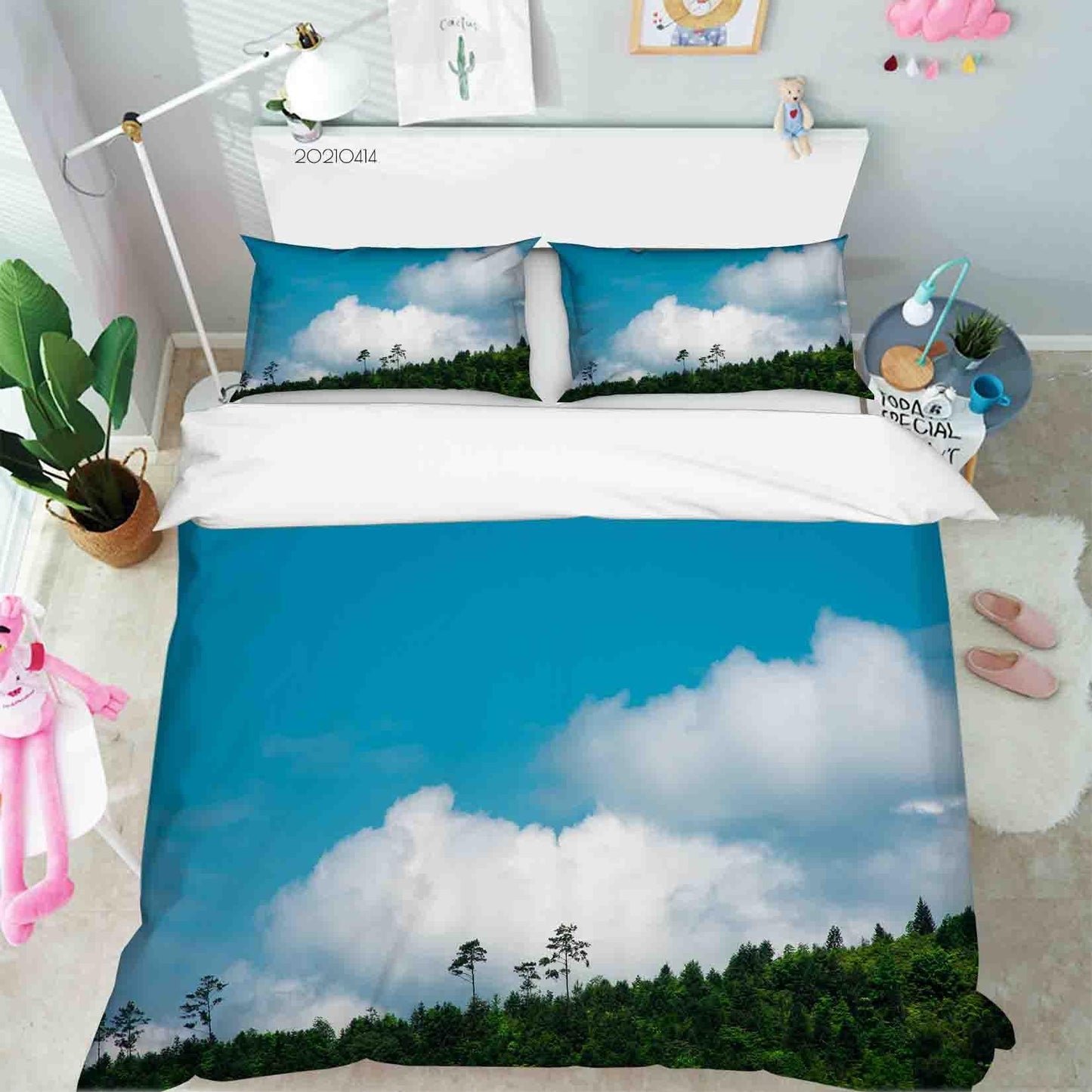 3D Blue Sky White Cloud Forest Quilt Cover Set Bedding Set Duvet Cover Pillowcases 19