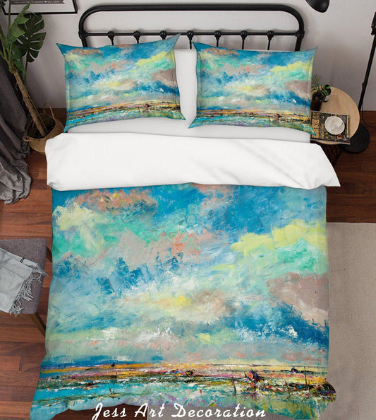 3D Abstract Blue Oil Painting Quilt Cover Set Bedding Set Pillowcasesn 73
