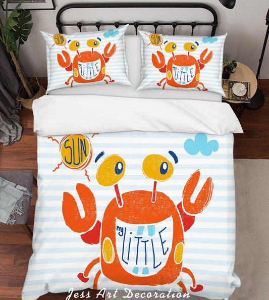 3D Cartoon Crab Red Quilt Cover Set Bedding Set Pillowcases 155