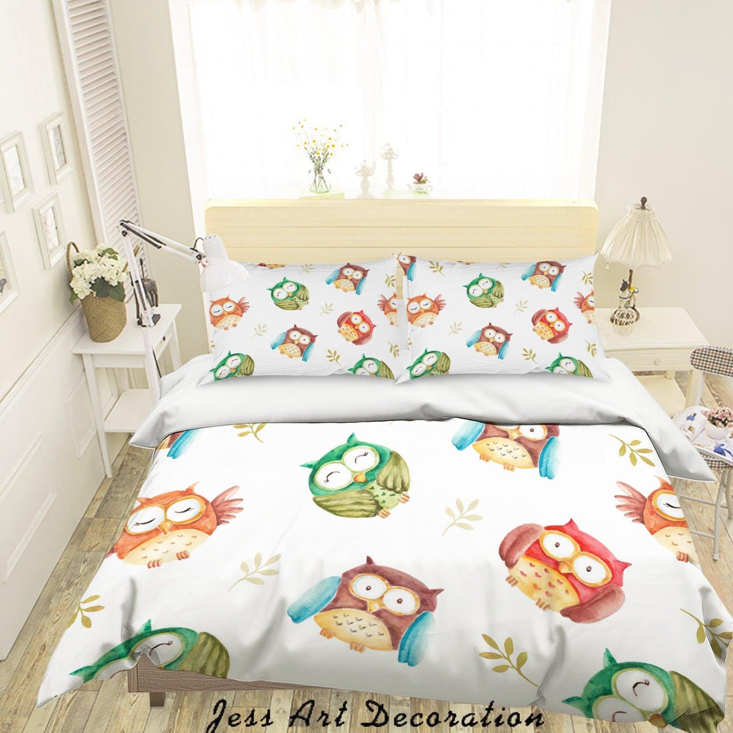 3D Cartoon Owls Quilt Cover Set Bedding Set Pillowcases 119