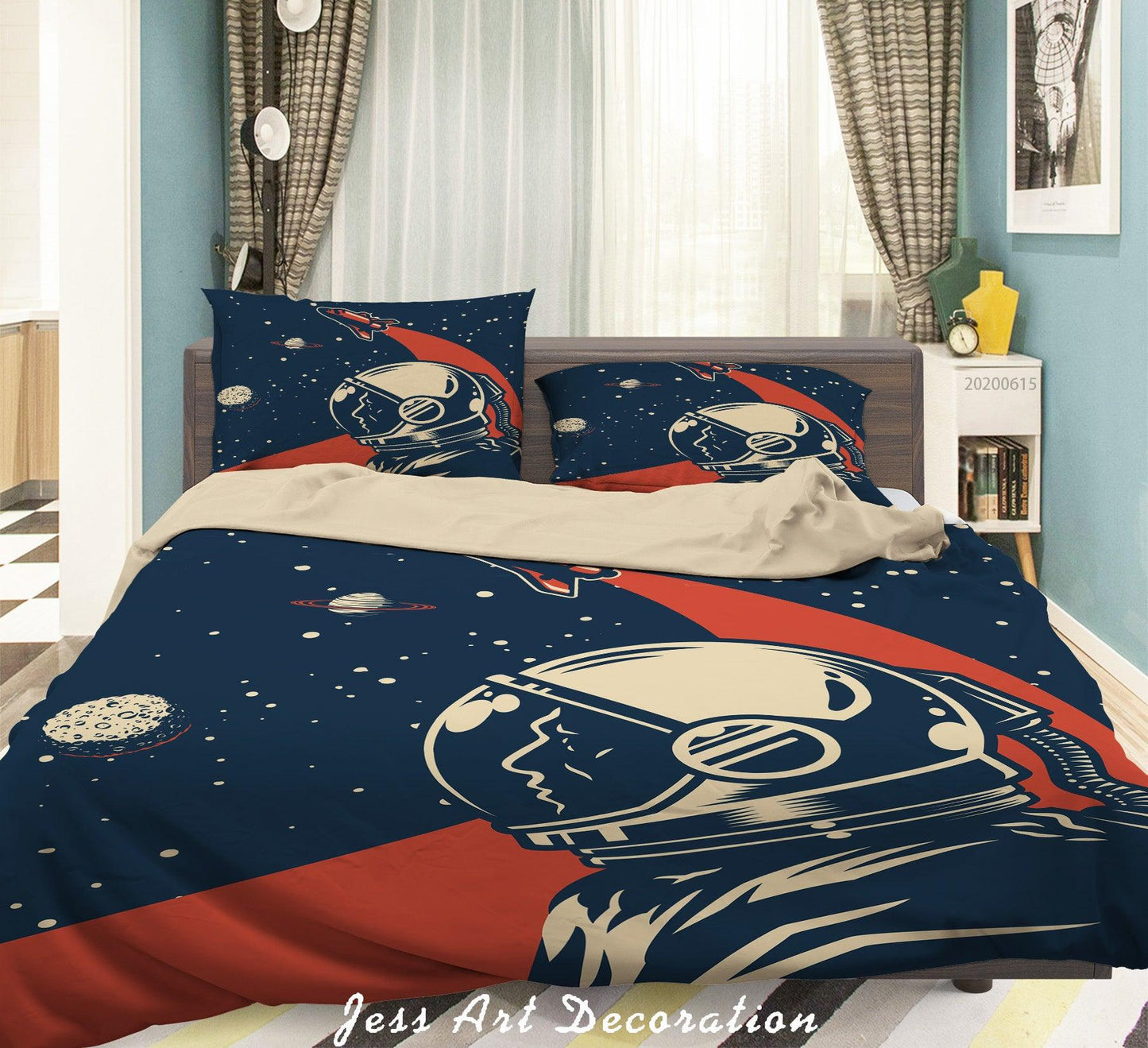 3D Astronaut Rocket Planet Universe Quilt Cover Set Bedding Set Duvet Cover Pillowcases SF13