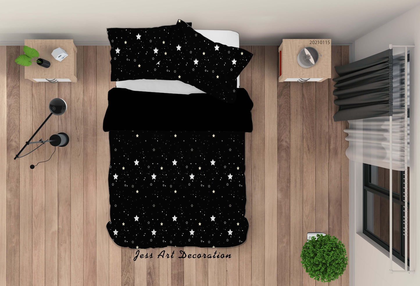 3D Black Sky Stars Quilt Cover Set Bedding Set Duvet Cover Pillowcases 98