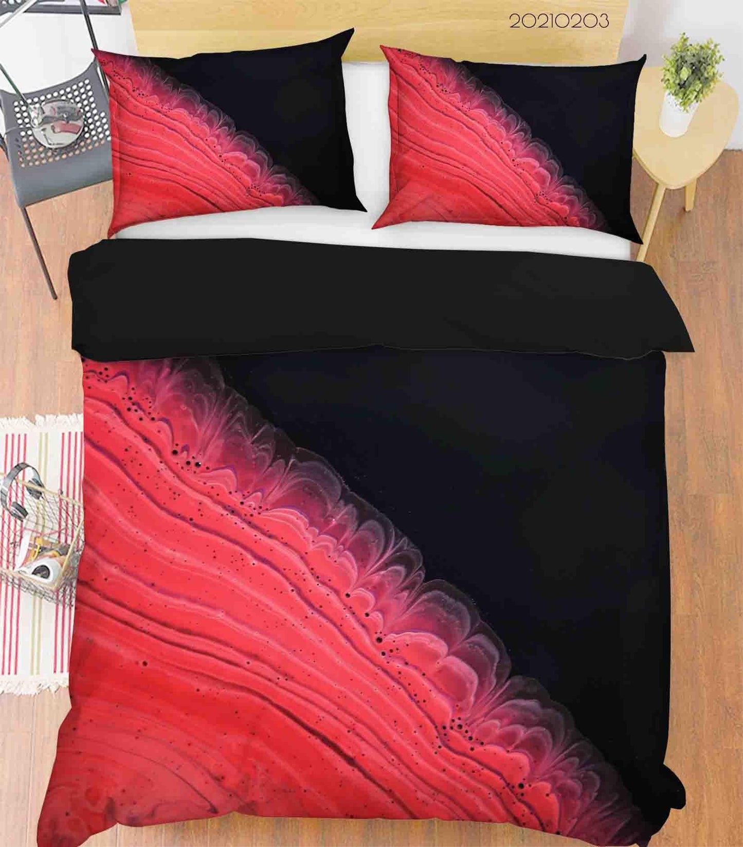 3D Abstract Red Black Marble Quilt Cover Set Bedding Set Duvet Cover Pillowcases 69