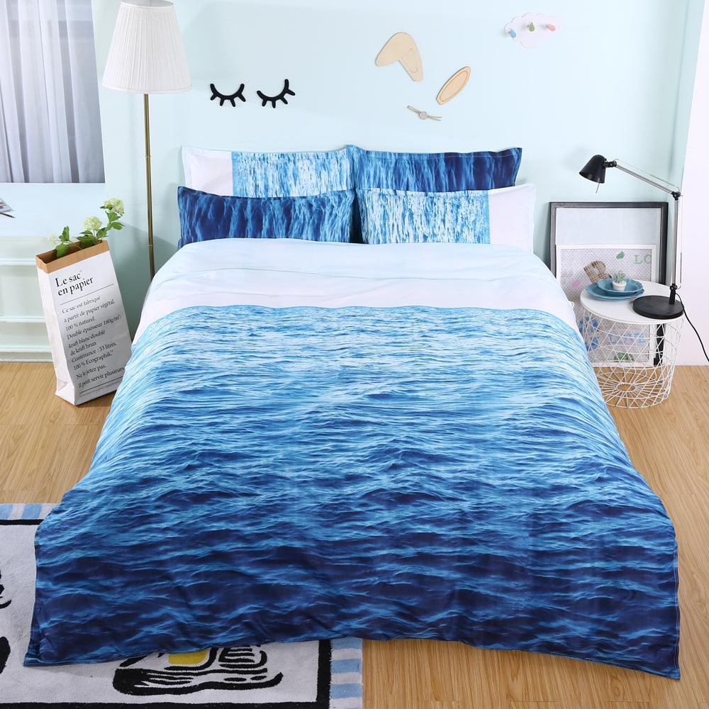 3D Blue Sea Quilt Cover Set Bedding Set Pillowcases 45