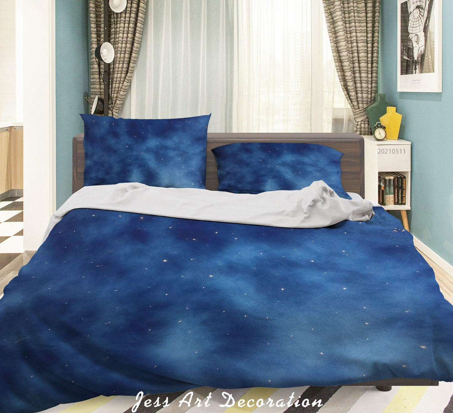3D Blue Starry Sky Quilt Cover Set Bedding Set Duvet Cover Pillowcases 551