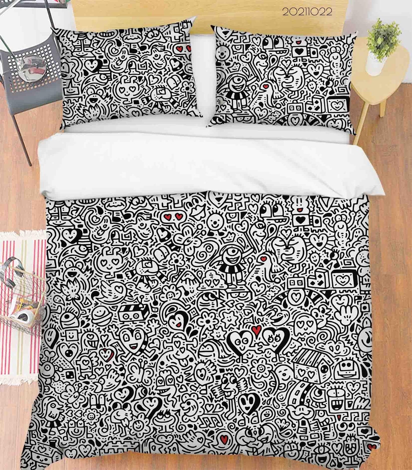 3D Abstract Art Graffiti Quilt Cover Set Bedding Set Duvet Cover Pillowcases 1
