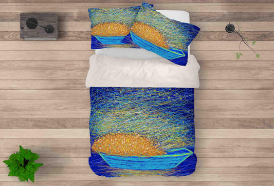 3D Blue Boat Star Quilt Cover Set Bedding Set Pillowcases 138