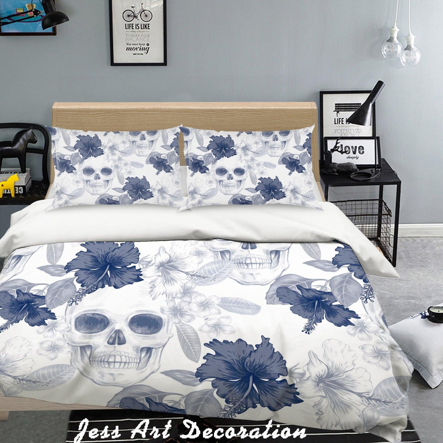 3D Black White Flowers Quilt Cover Set Bedding Set Pillowcases  125
