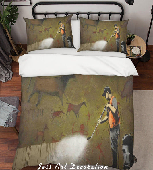 3D Banksy Mural Whitewasher Animal Horse Color Quilt Cover Set Bedding Set Duvet Cover Pillowcases  ZY D110