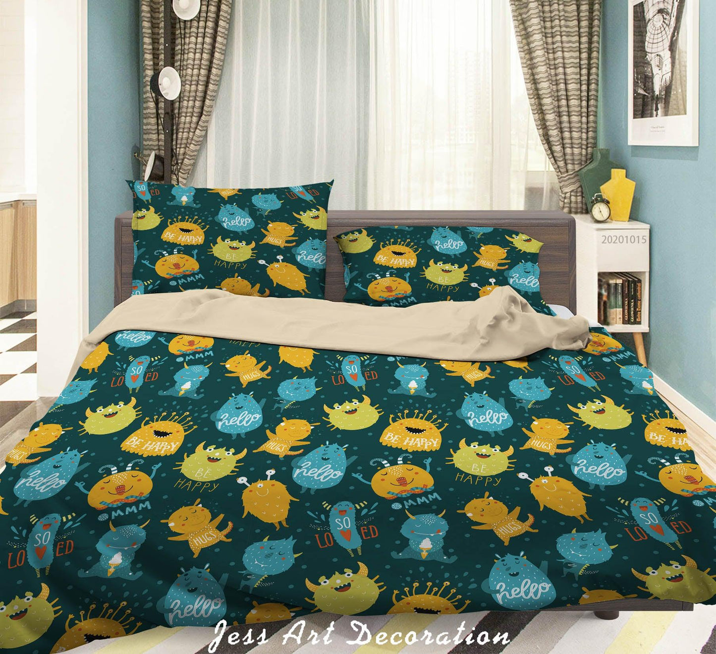 3D Cartoon Animal Monsters Pattern Quilt Cover Set Bedding Set Duvet Cover Pillowcases WJ 9615