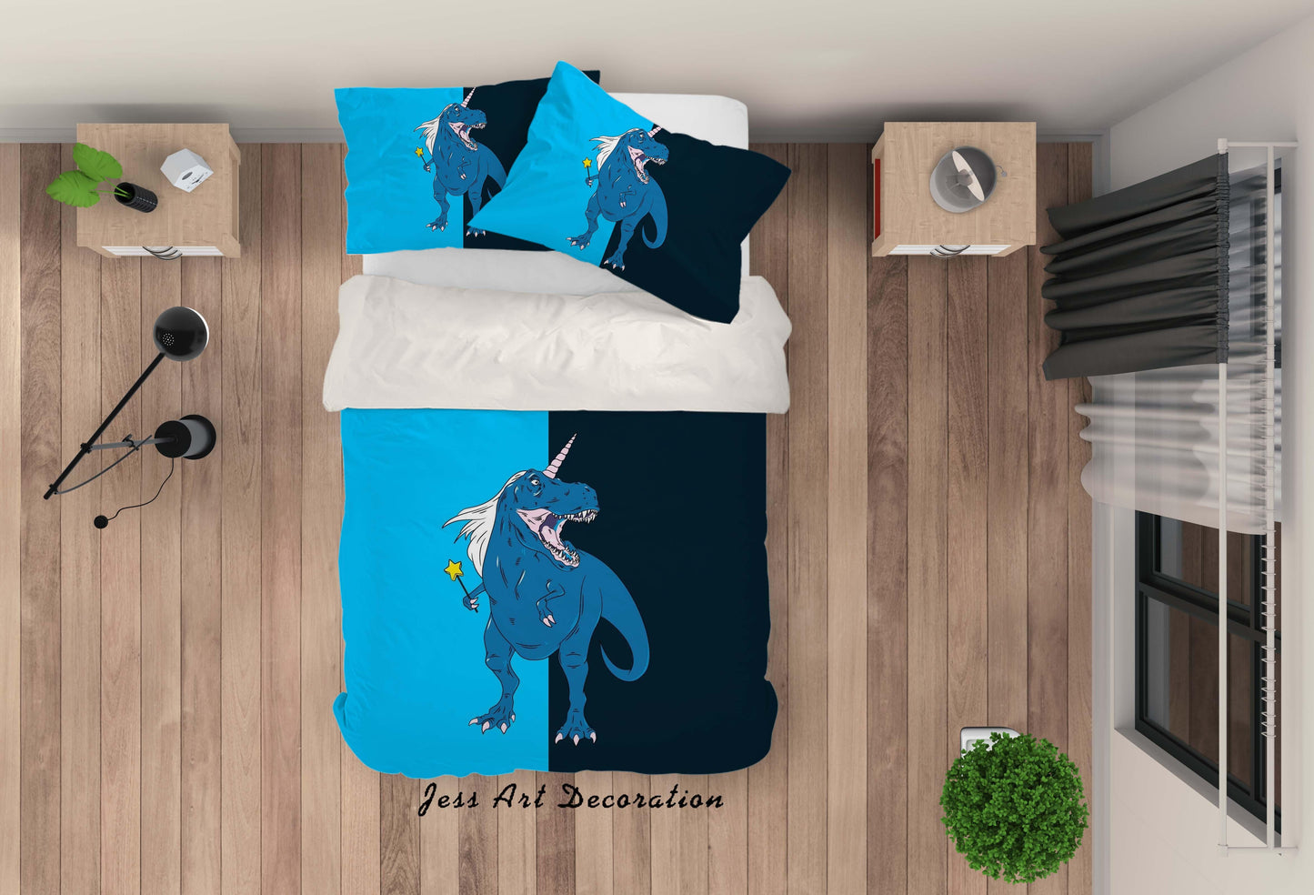 3D Blue Dinosaur Quilt Cover Set Bedding Set Pillowcases 08