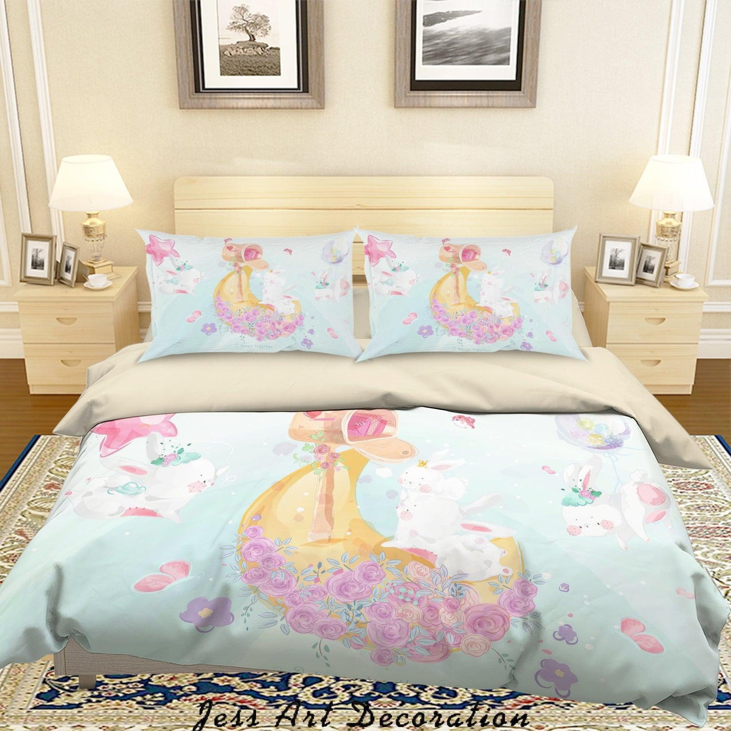 3D Cartoon Animal Moon Quilt Cover Set Bedding Set Duvet Cover Pillowcases A353 LQH