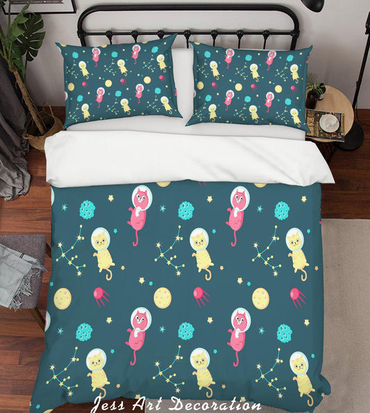 3D Cartoon Cat Balloon Quilt Cover Set Bedding Set Pillowcases 25