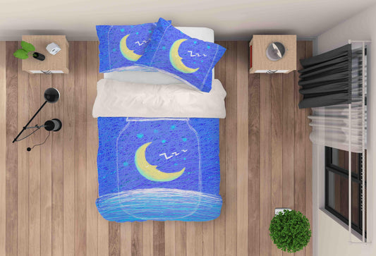 3D Blue Bottle Moon Quilt Cover Set Bedding Set Pillowcases 133