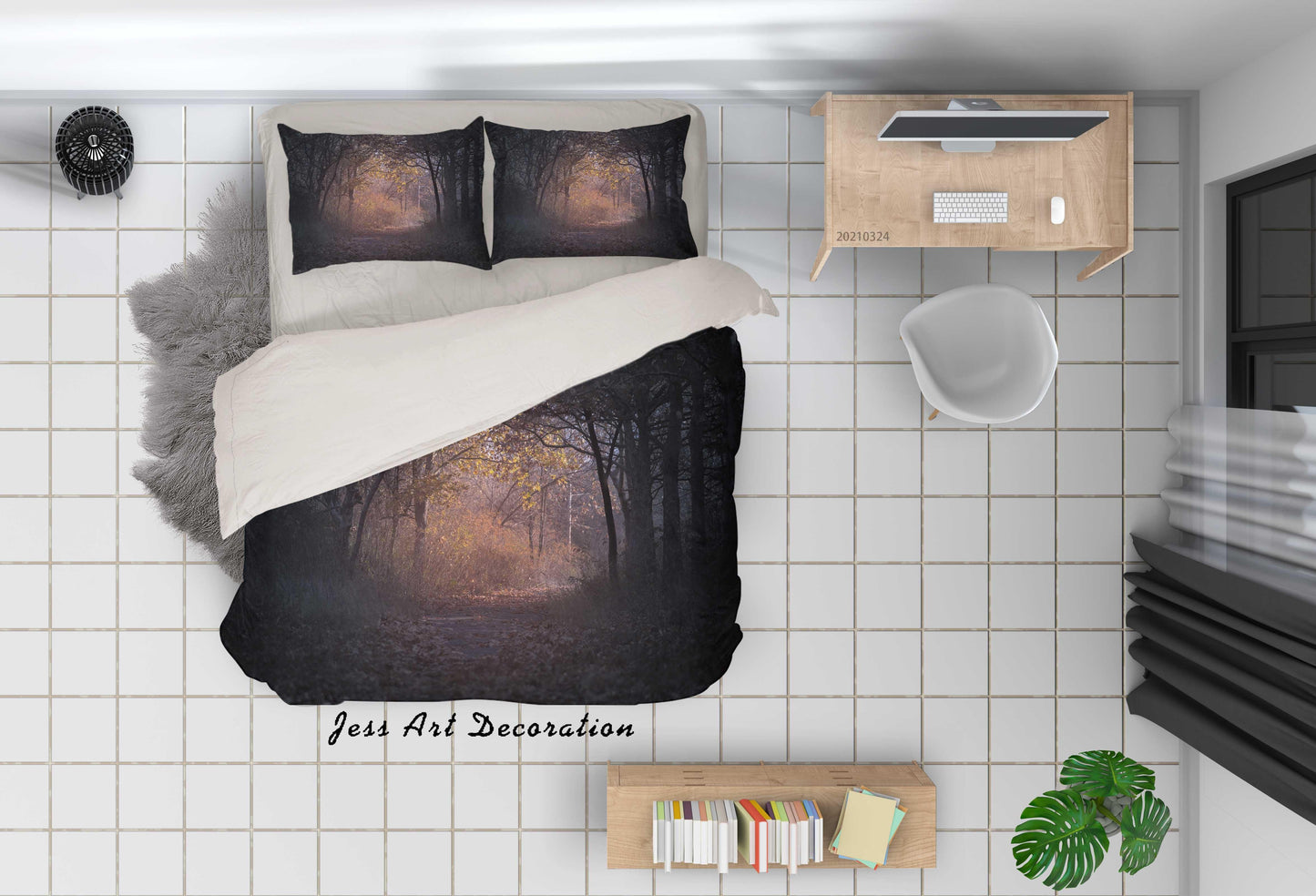 3D Autumn Forest Nature Landscape Quilt Cover Set Bedding Set Duvet Cover Pillowcases 96 LQH