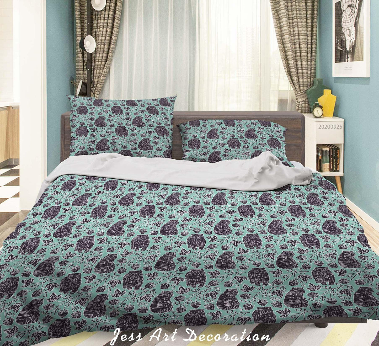 3D Cartoon Animal Tree Bear Pattern Quilt Cover Set Bedding Set Duvet Cover Pillowcases WJ 6420