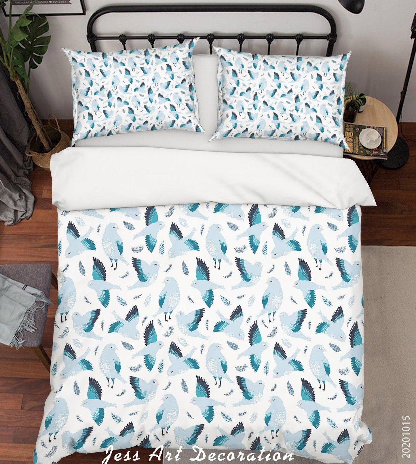 3D Cartoon Animal LIttle Blue BIrds Pattern Quilt Cover Set Bedding Set Duvet Cover Pillowcases WJ 9597