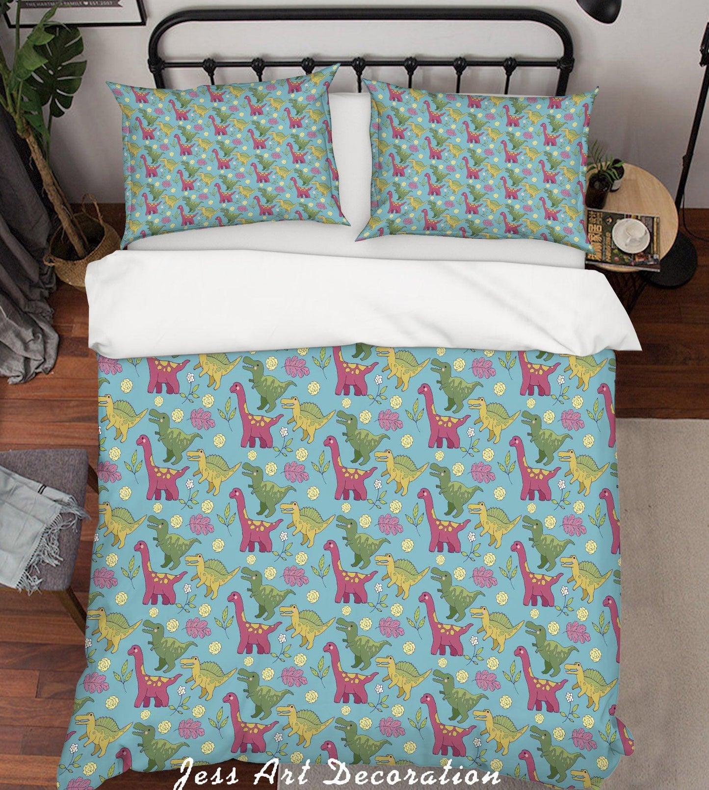 3D Cartoon Dinosaur Green Quilt Cover Set Bedding Set Pillowcases 84