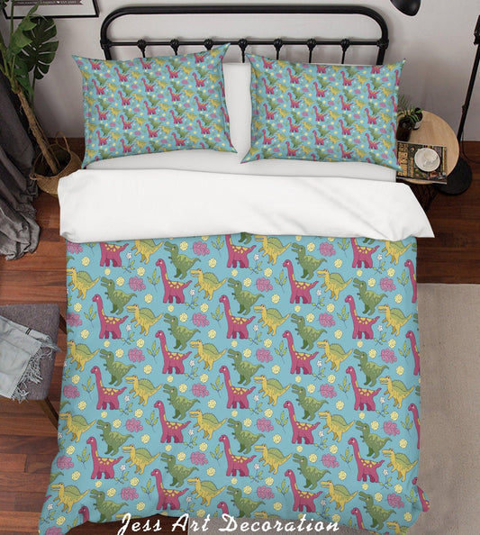 3D Cartoon Dinosaur Green Quilt Cover Set Bedding Set Pillowcases 84