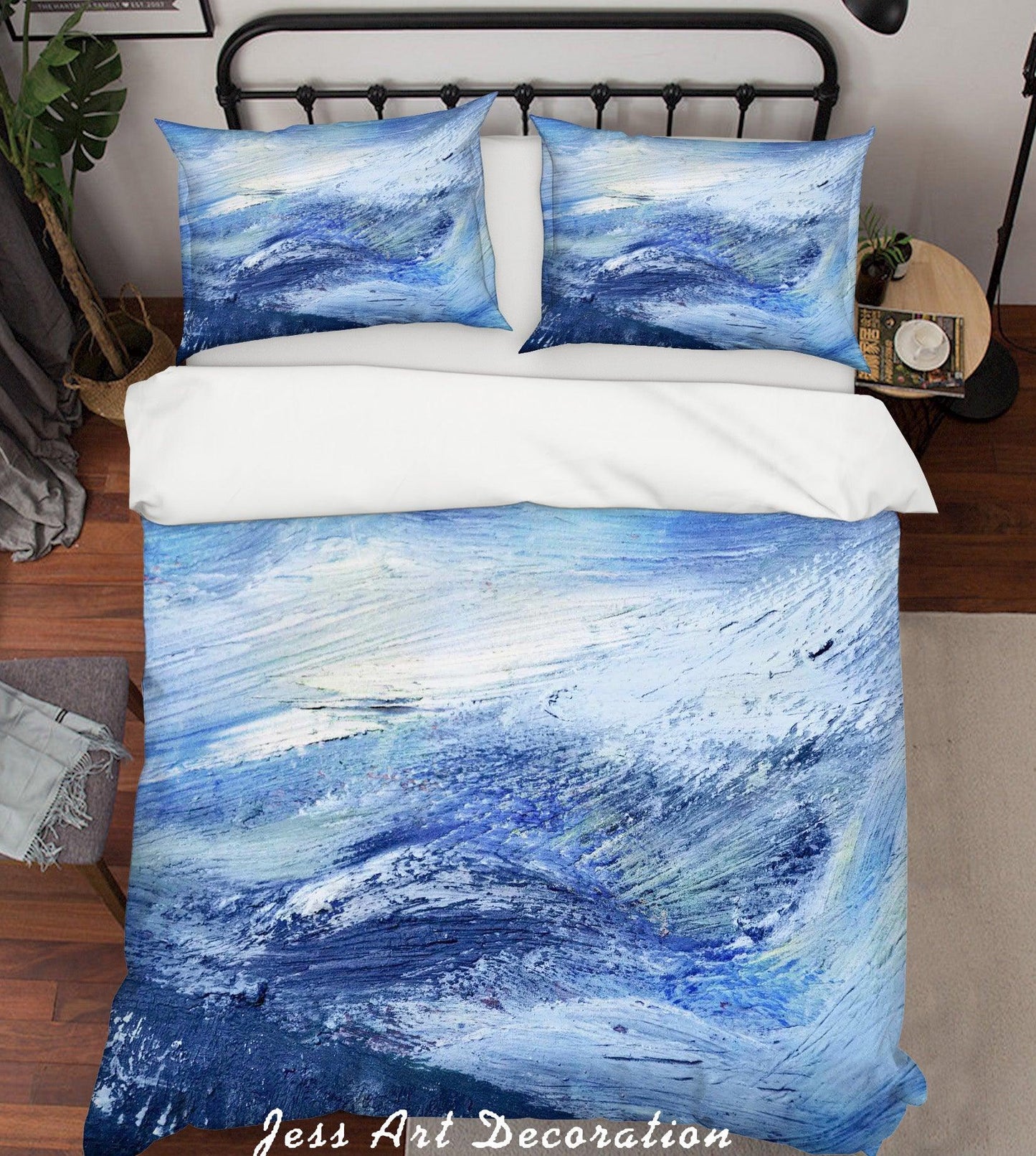 3D Blue Sea Oil Painting Quilt Cover Set Bedding Set Pillowcasesn 61