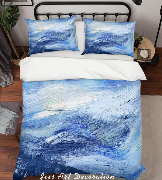 3D Blue Sea Oil Painting Quilt Cover Set Bedding Set Pillowcasesn 61